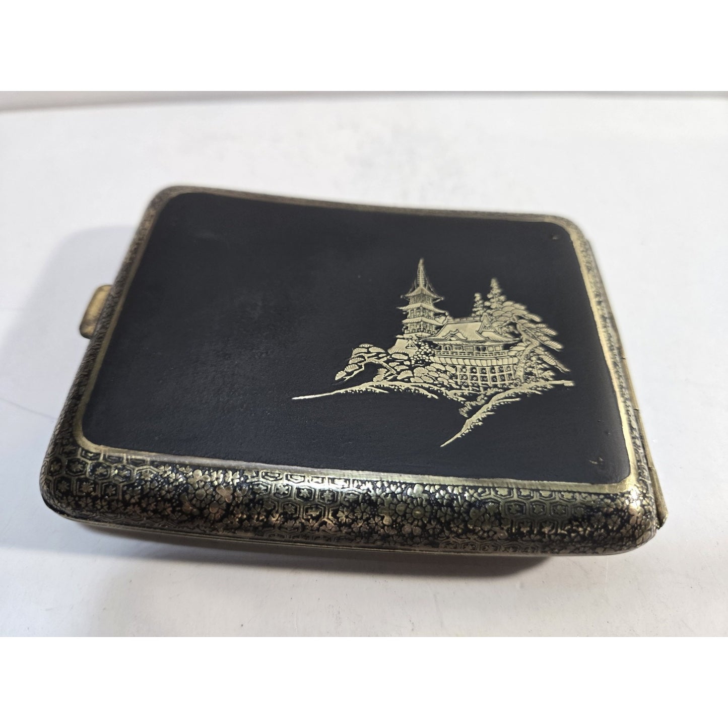 Mt Fuji ANTIQUE Japan Komai Damascene GOLD, Cigarette Case 7860/2