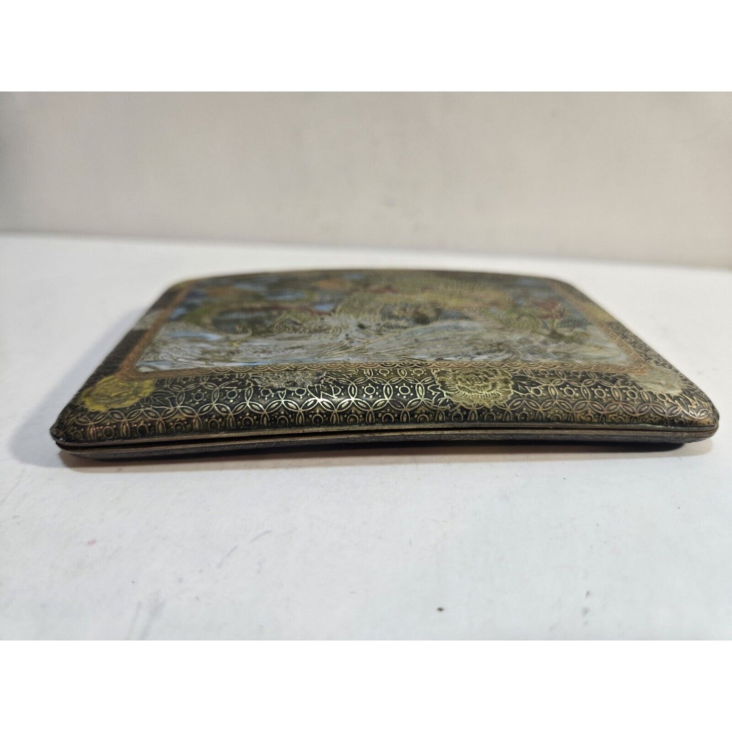 Vintage Dragon Japan Damascene Enamel GOLD, Dragon Cigarette Case 7667/2
