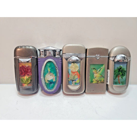 Working Lot Of 5 Unique Vintage Butane Lighters 6285/35