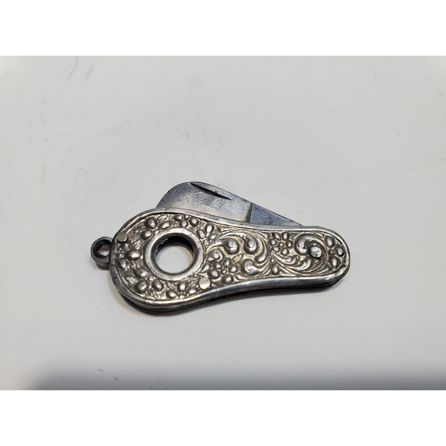 Copied - Antique Mini Cigar Cigarette "V" Cutter FOB, Silver Tone 6508/6