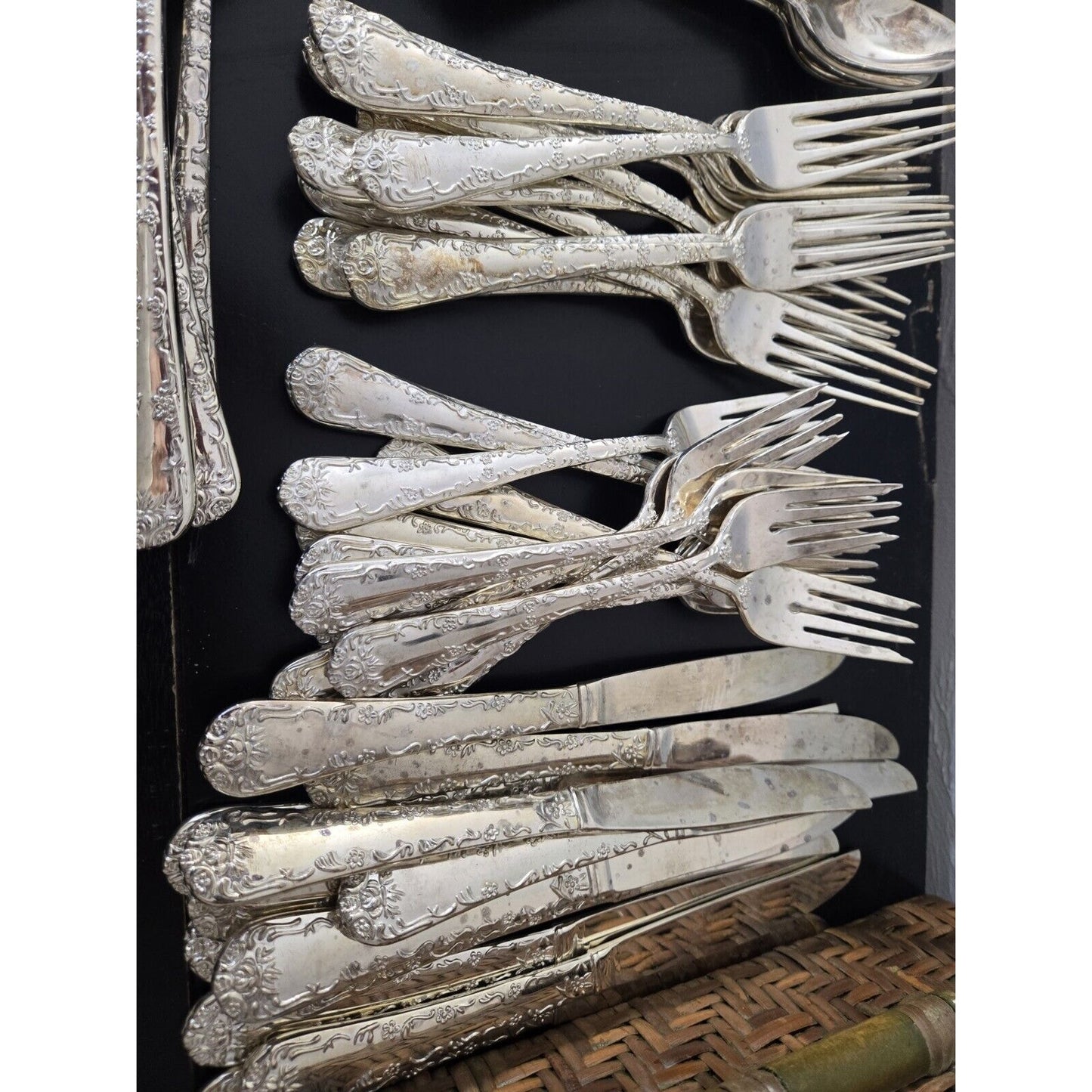 Enchanted Rose by WM Rogers & Son Plated 69 Piece Flatware Set - Setting for 12