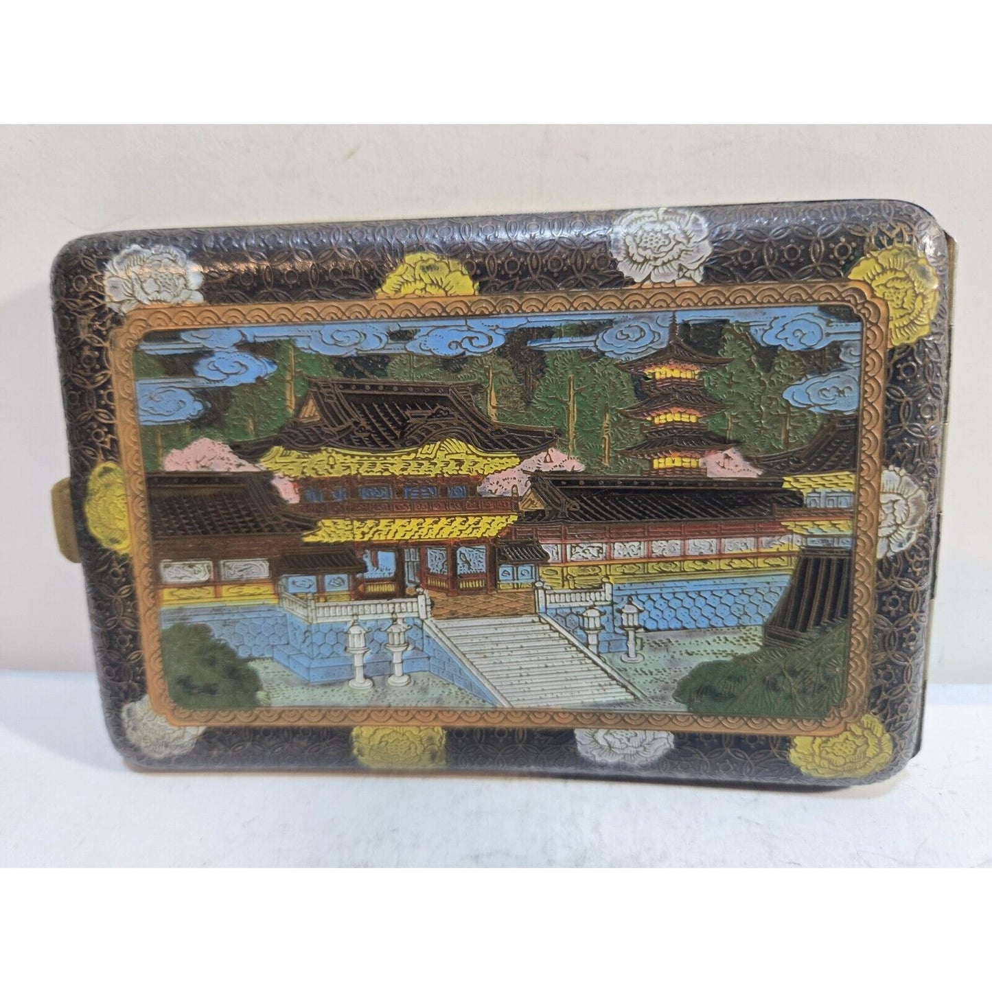 Vintage Dragon Japan Damascene Enamel GOLD, Dragon Cigarette Case 7667/2