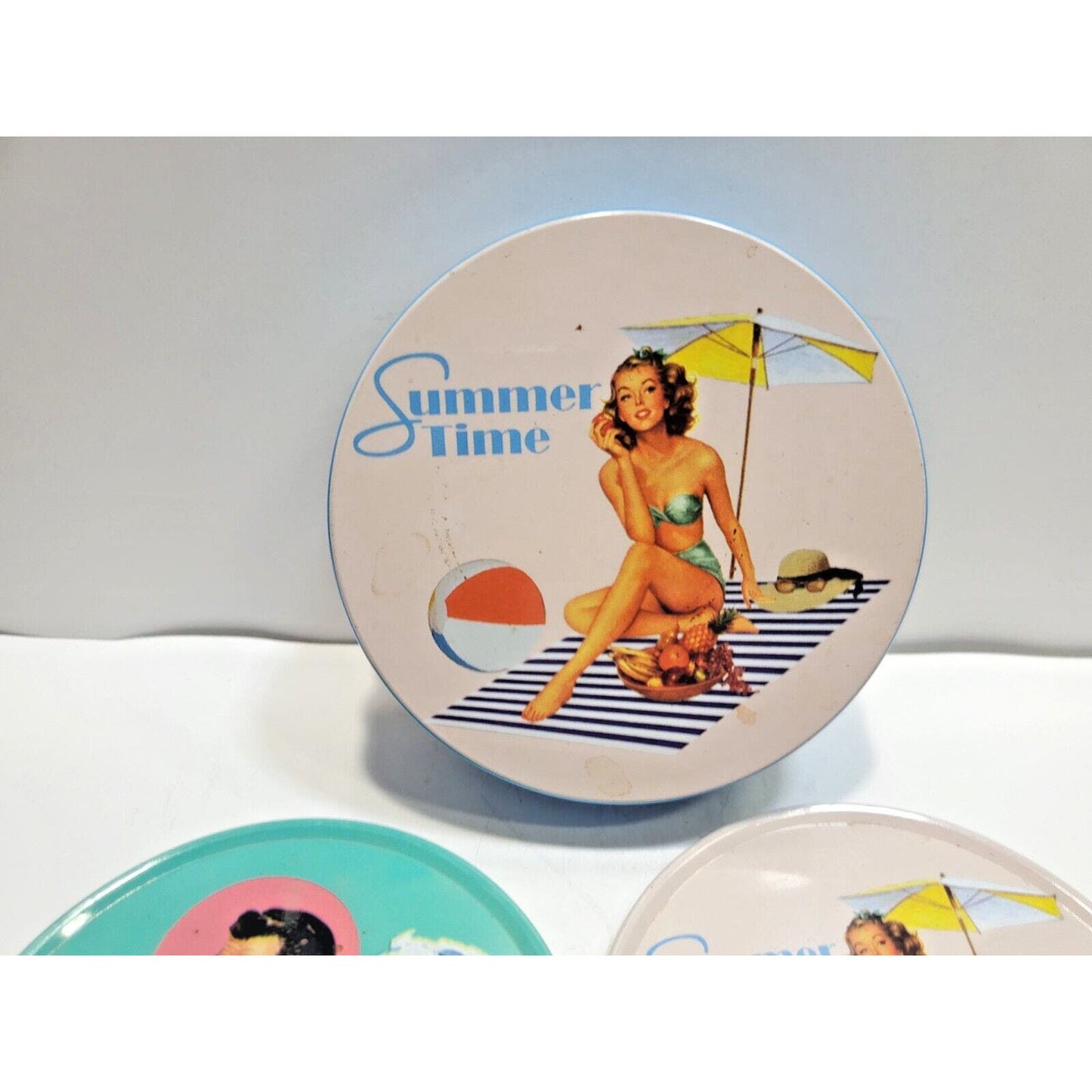 NOS Retro Pin-Up Girls 3.5" Coasters Set 6542/11