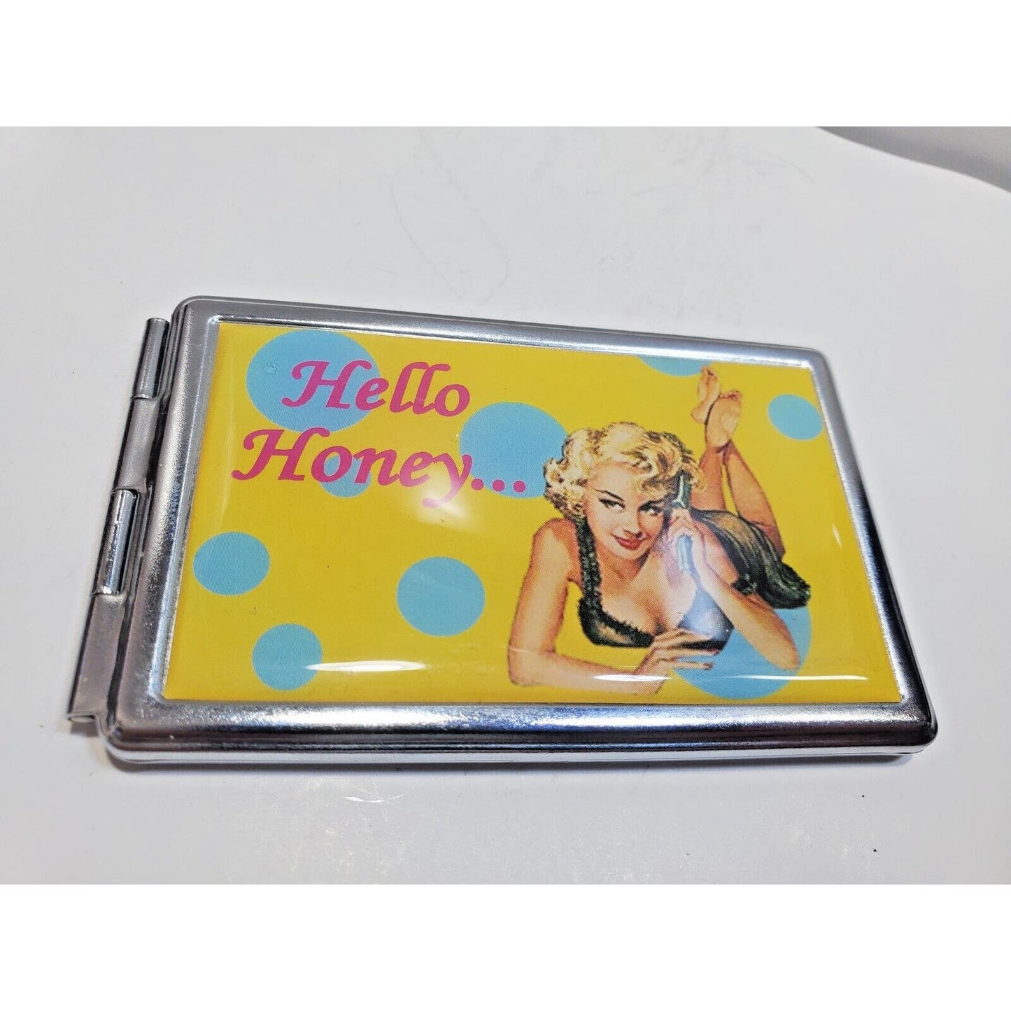 Vintage Pinup Girl Phone Book Mirror Case Risque 4 x 2 1/2" Hello Honey 6549/3