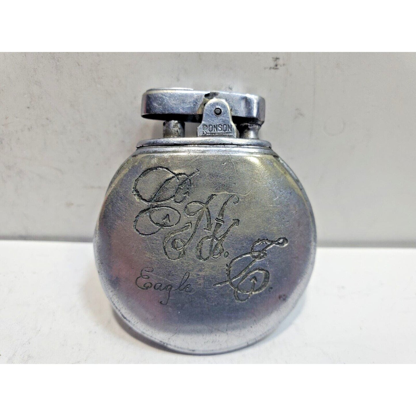 Working Vintage ACE Ronson Round Silver Lighter / Rondette Model 6437/26