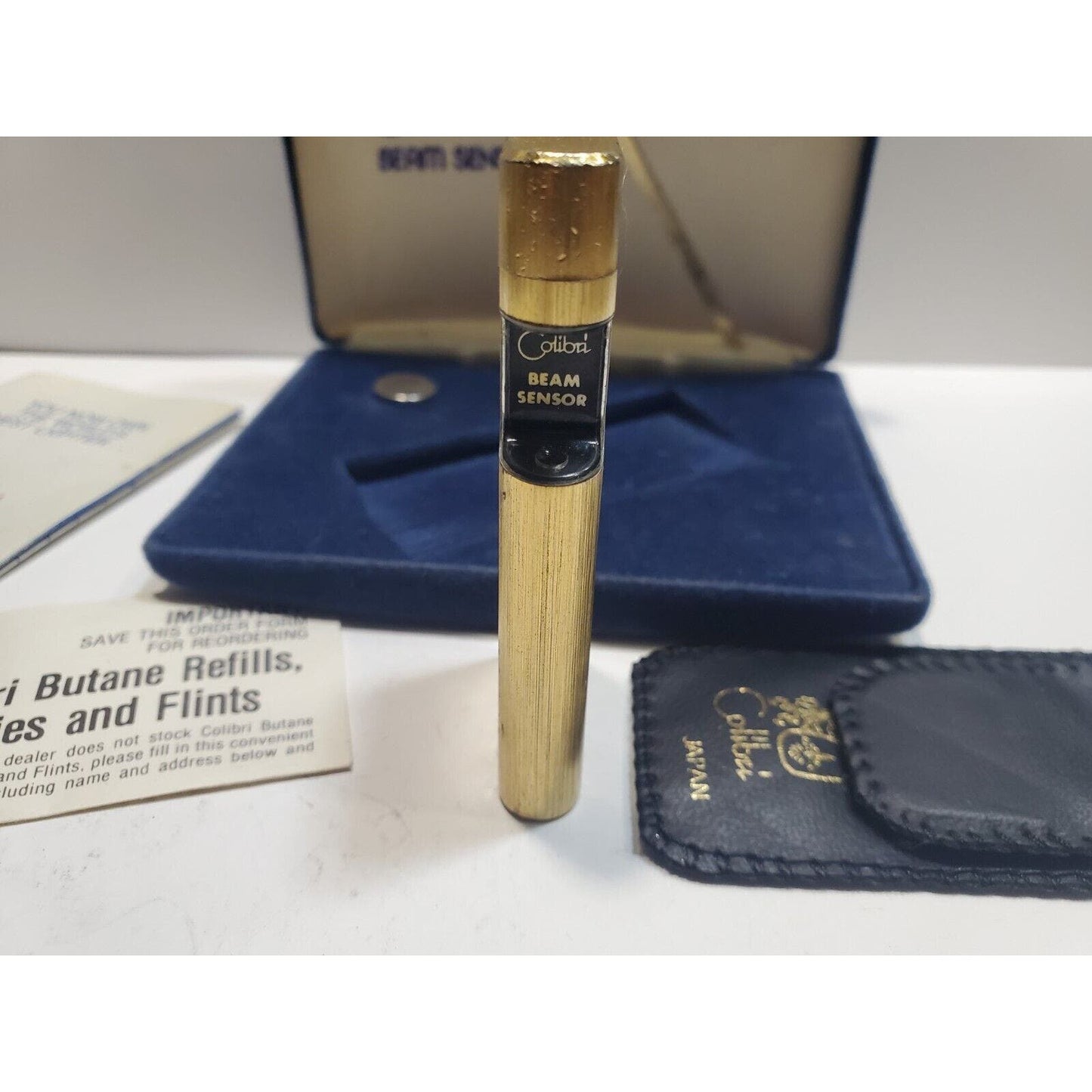 Vintage Colibri Beam Sensor Gold Tone Lighter, Original Box 6682/24