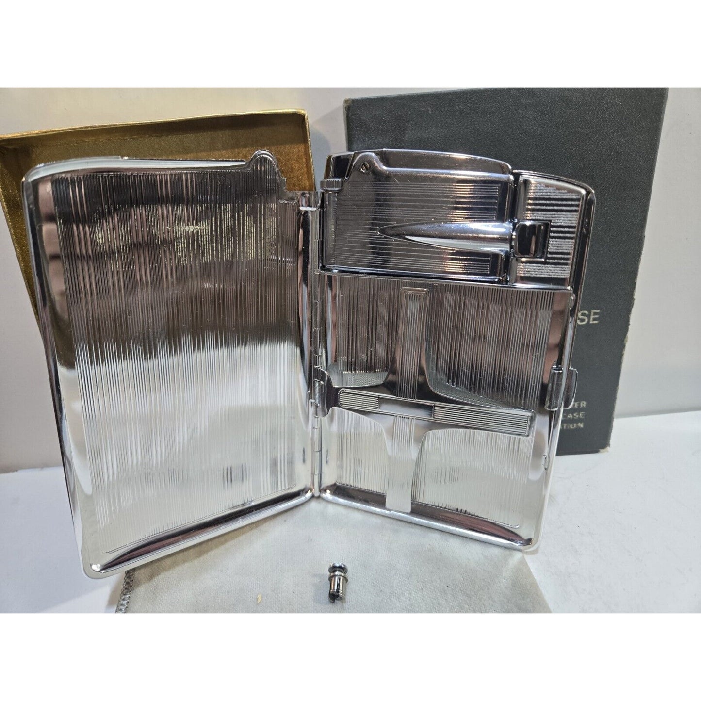 Vintage RONSON VARAFLAME LYTACASE Lighter, Cigarette Case Original Box 7568/14