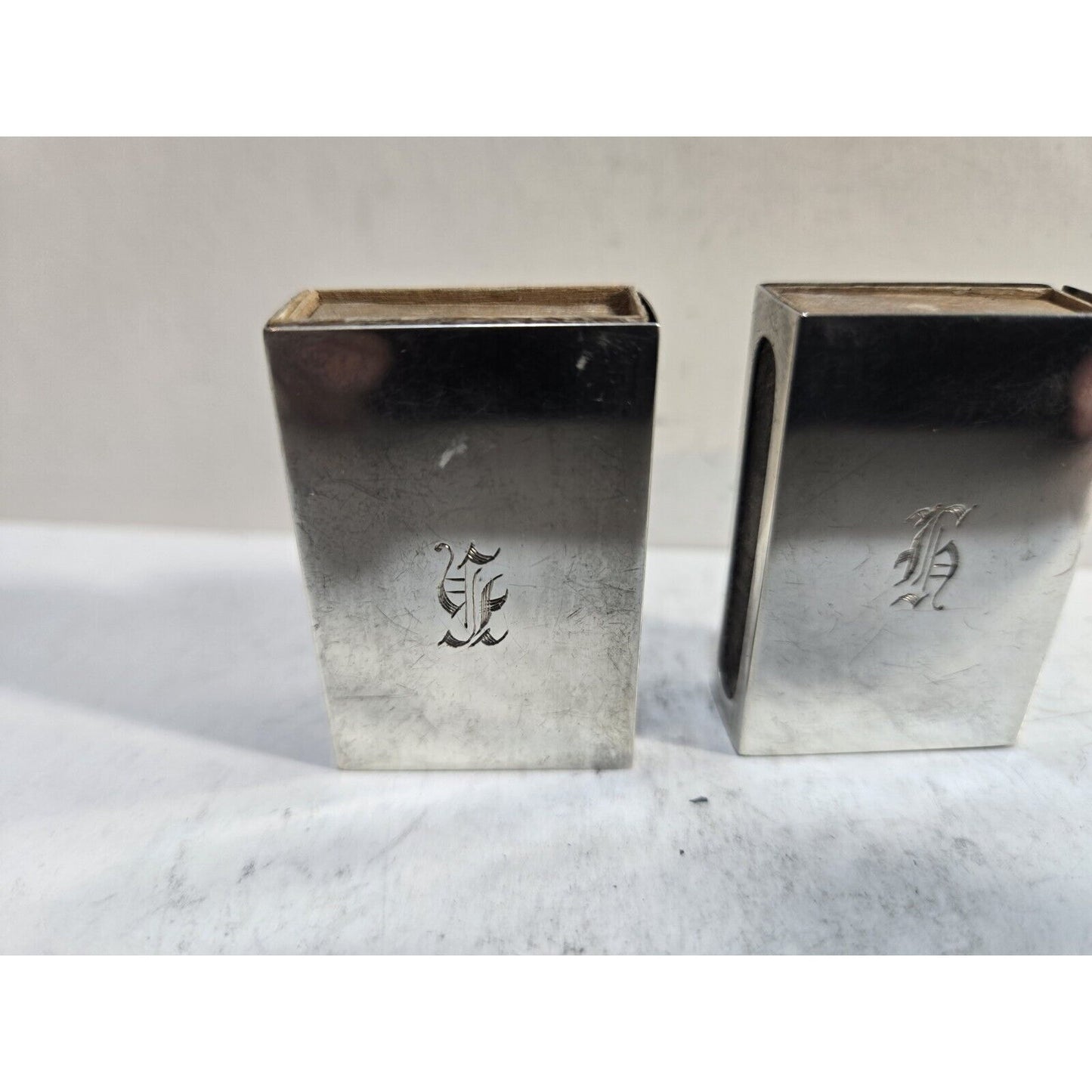 Lot 2 WEBSTER STERLING SILVER MATCHBOX MATCH BOX SAFE HOLDER CASE 7665/3