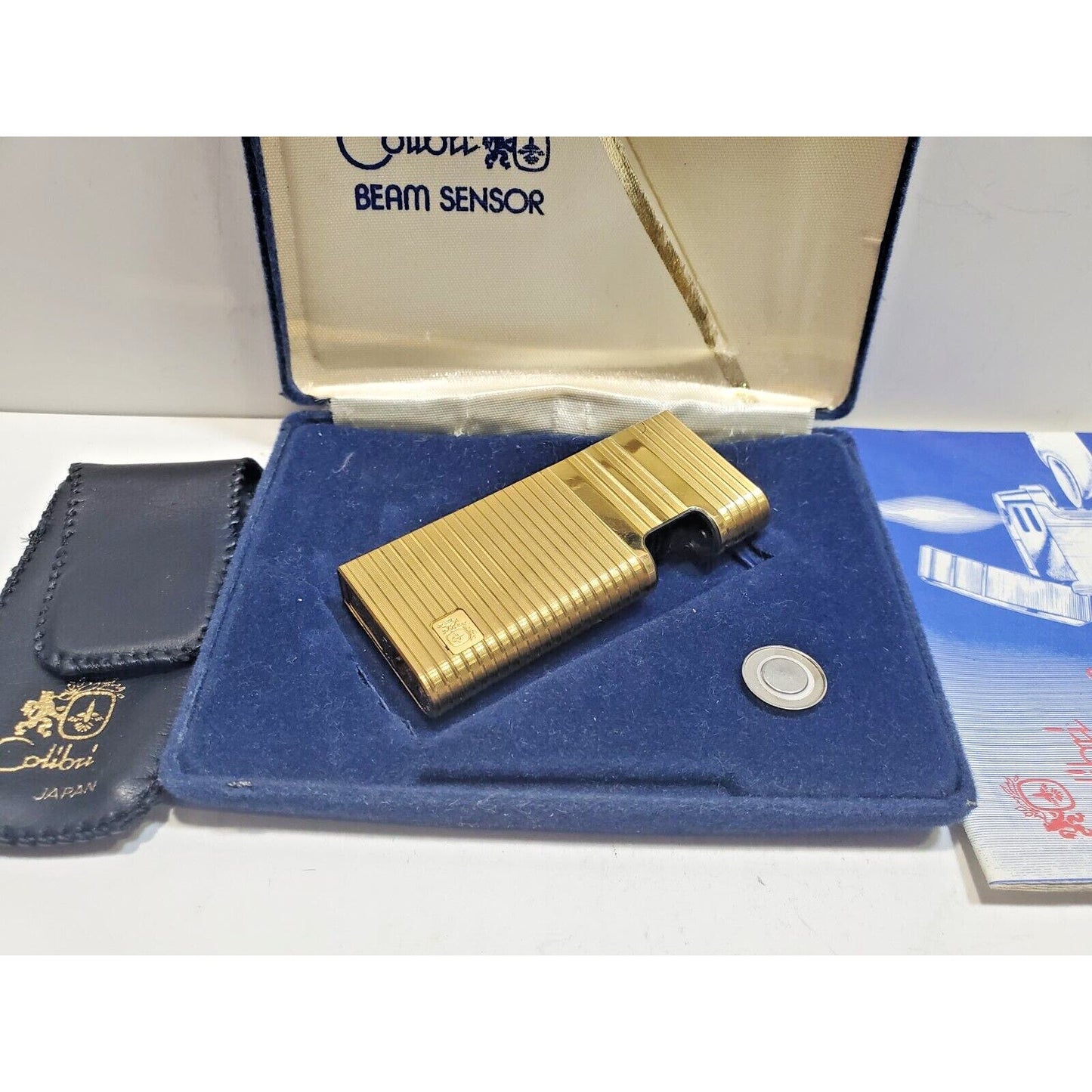 Vintage Colibri Beam Sensor Gold Tone Lighter, Original Box 6489/24