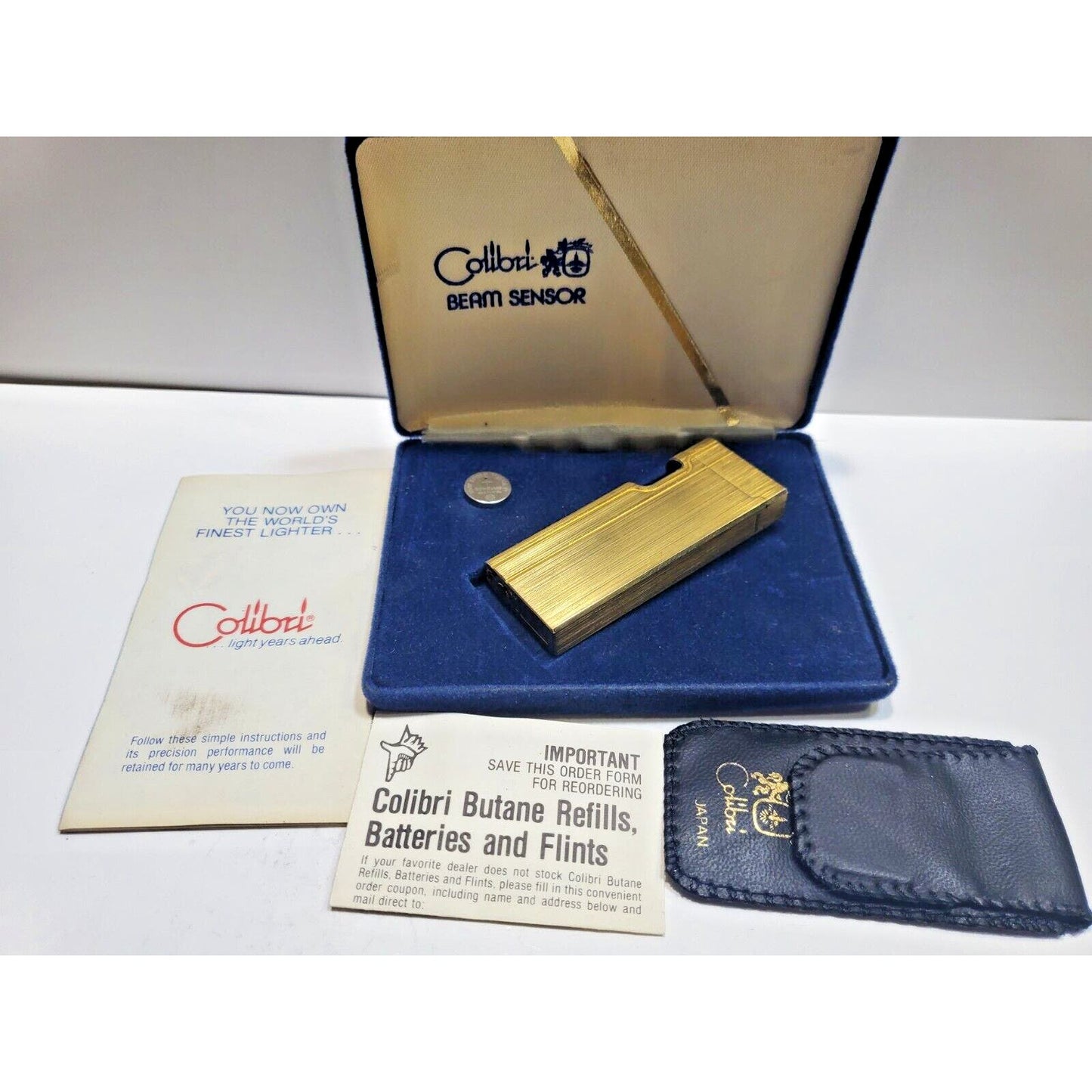 Vintage Colibri Beam Sensor Gold Tone Lighter, Original Box 6682/24