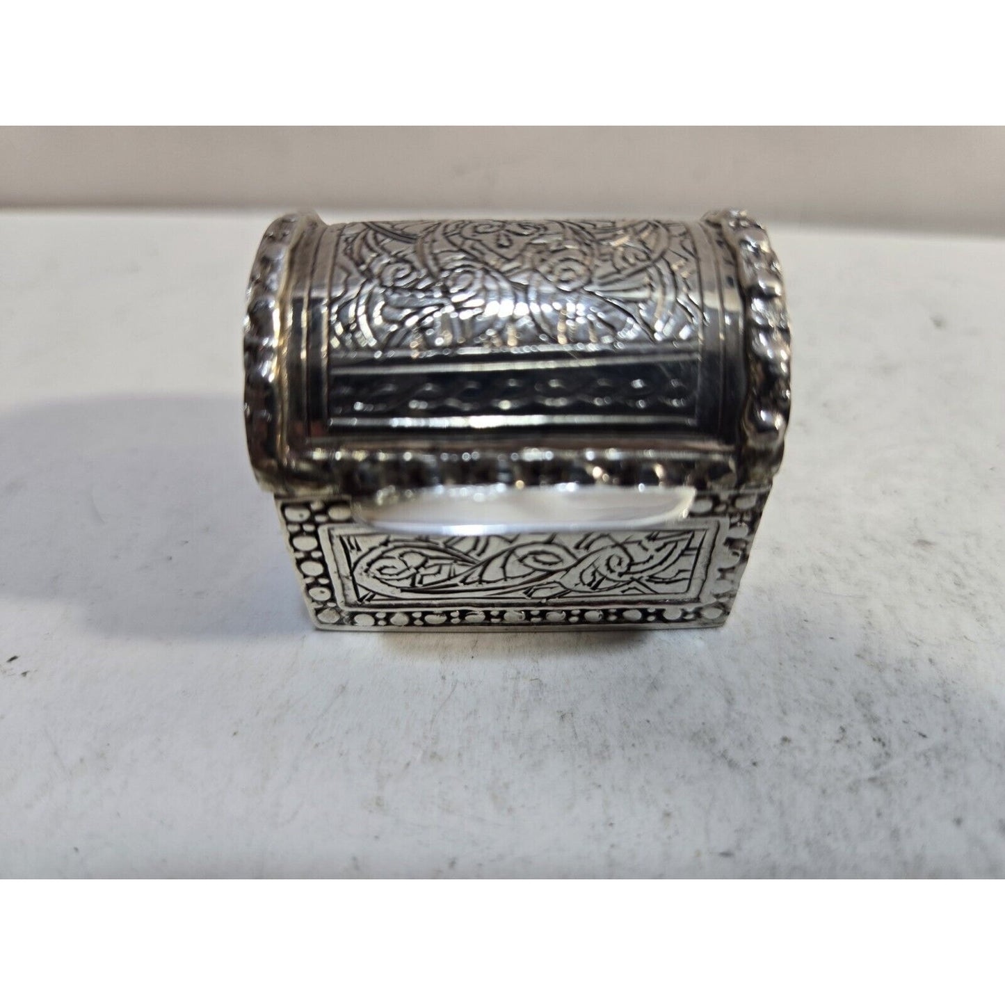 Egyptian Sterling Silver Pill Snuff Case Trinket Box Domed Lid 1 1/2" 7279/3