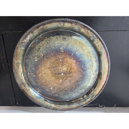 Vintage Wm Rogers  Son Spring Flower 12 ”Silver Plate Serving Tray