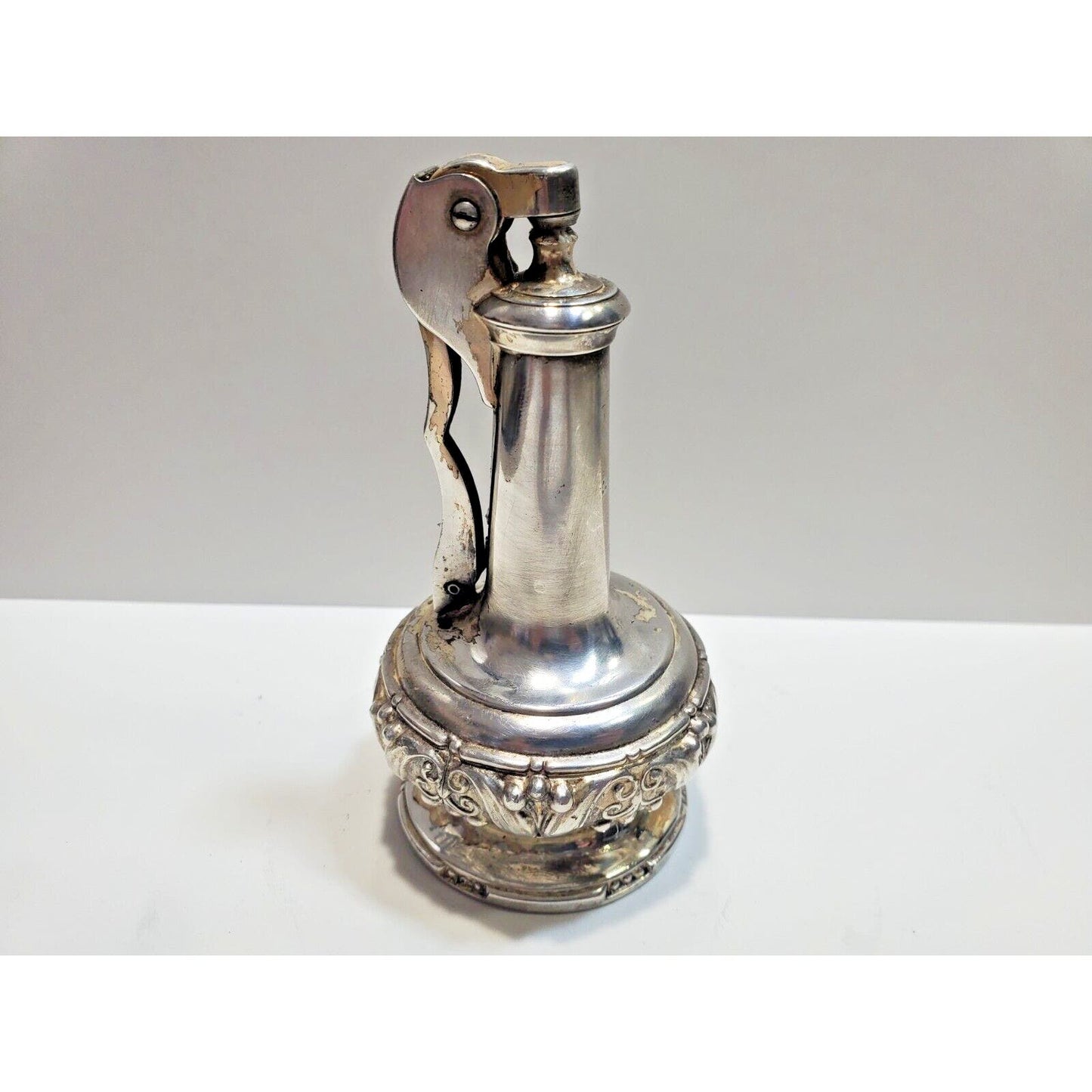 Working VINTAGE RONSON Silver Plate Decanter Table Lighter Mid Century 6505/13