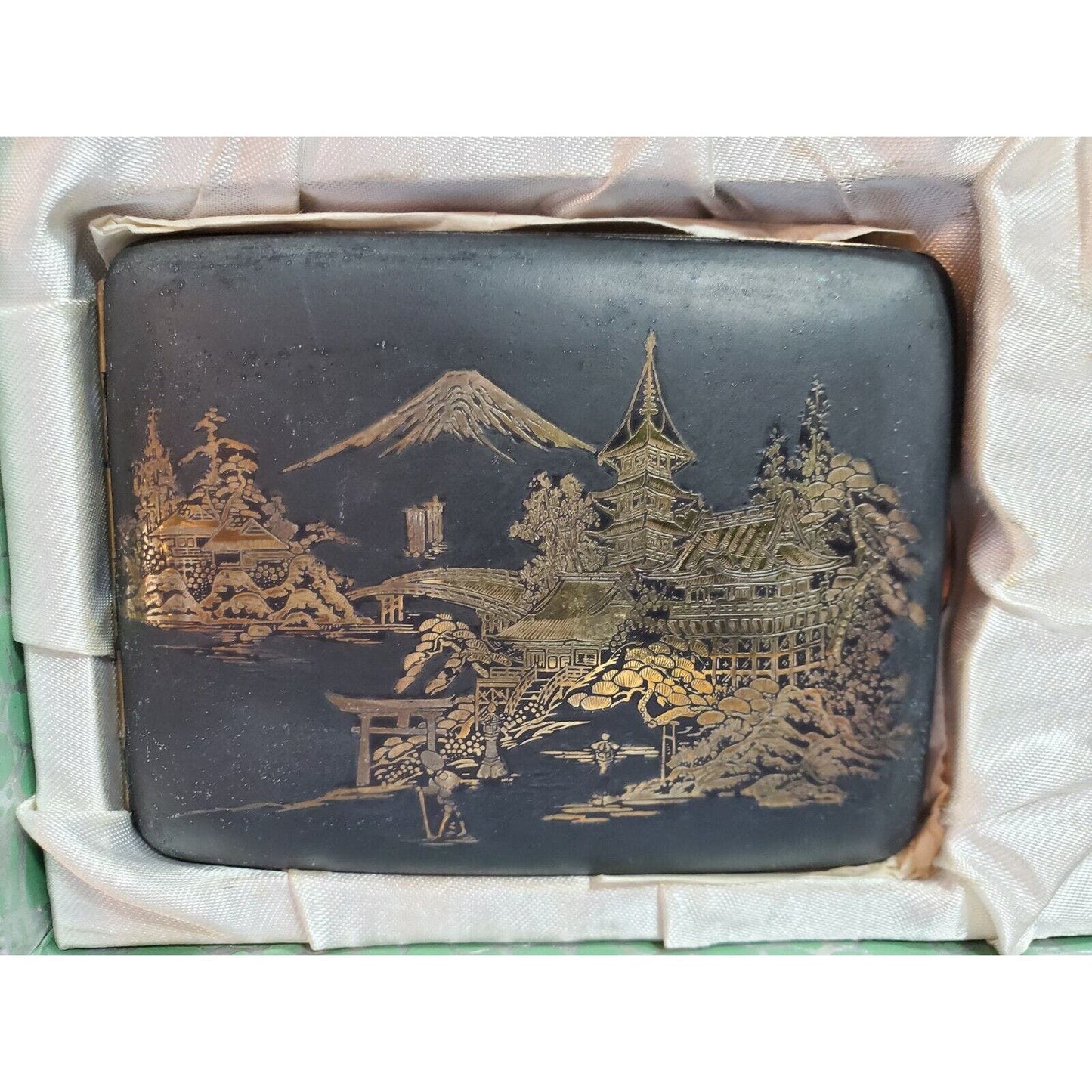 NOS Japanese Damascene K24 GOLD, SILVER Cigarette Case & LIGHTER SET 55/2