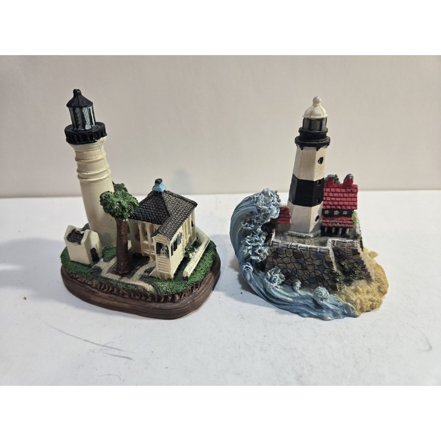 Lot Of 2 Ceramic Lighthouse Figurines