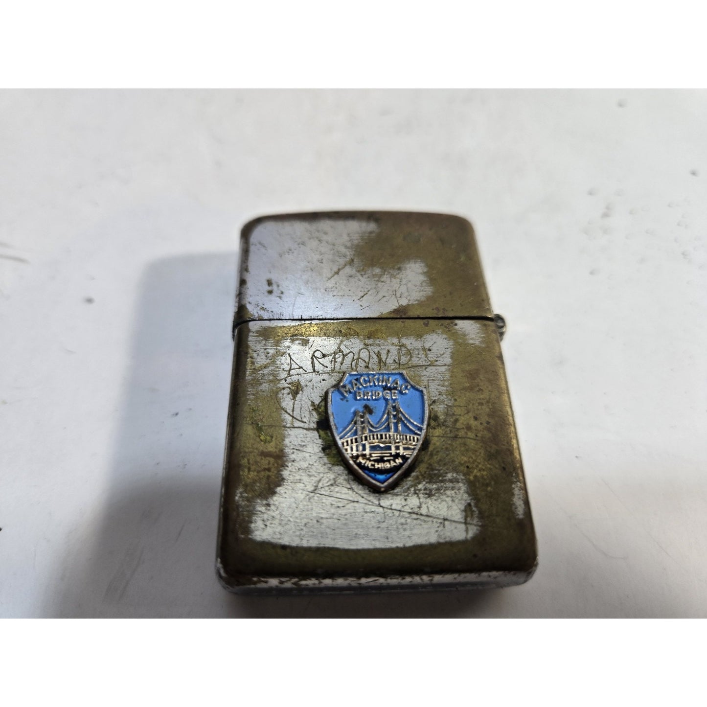 Vintage LINCOLN MERCURY Zippo Lighter Pat # 2032695 3 Barrel Hinge 7845/33