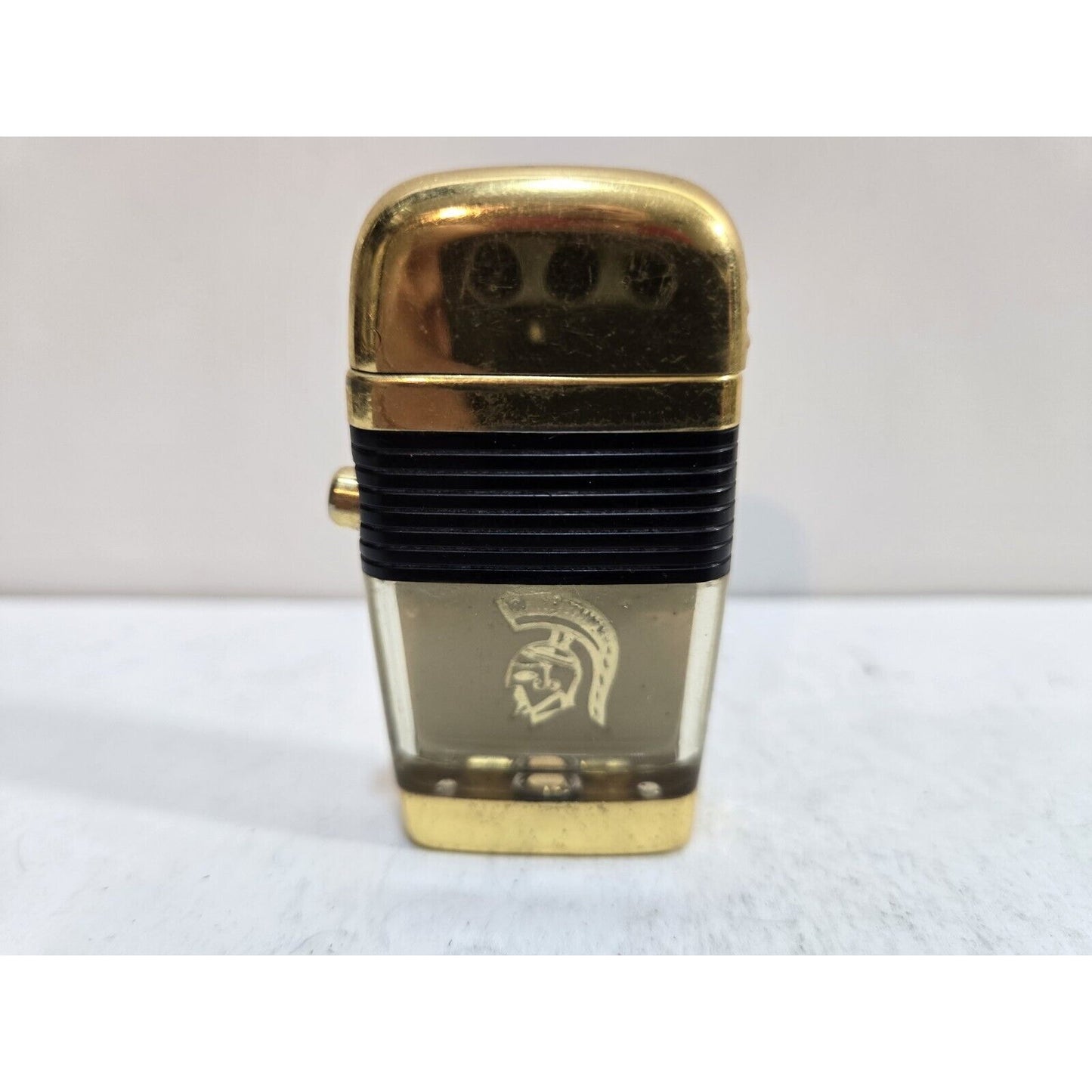 Working Vintage Trojan Spartan Centurion Helmet Scripto Vu Lighter 7129/29