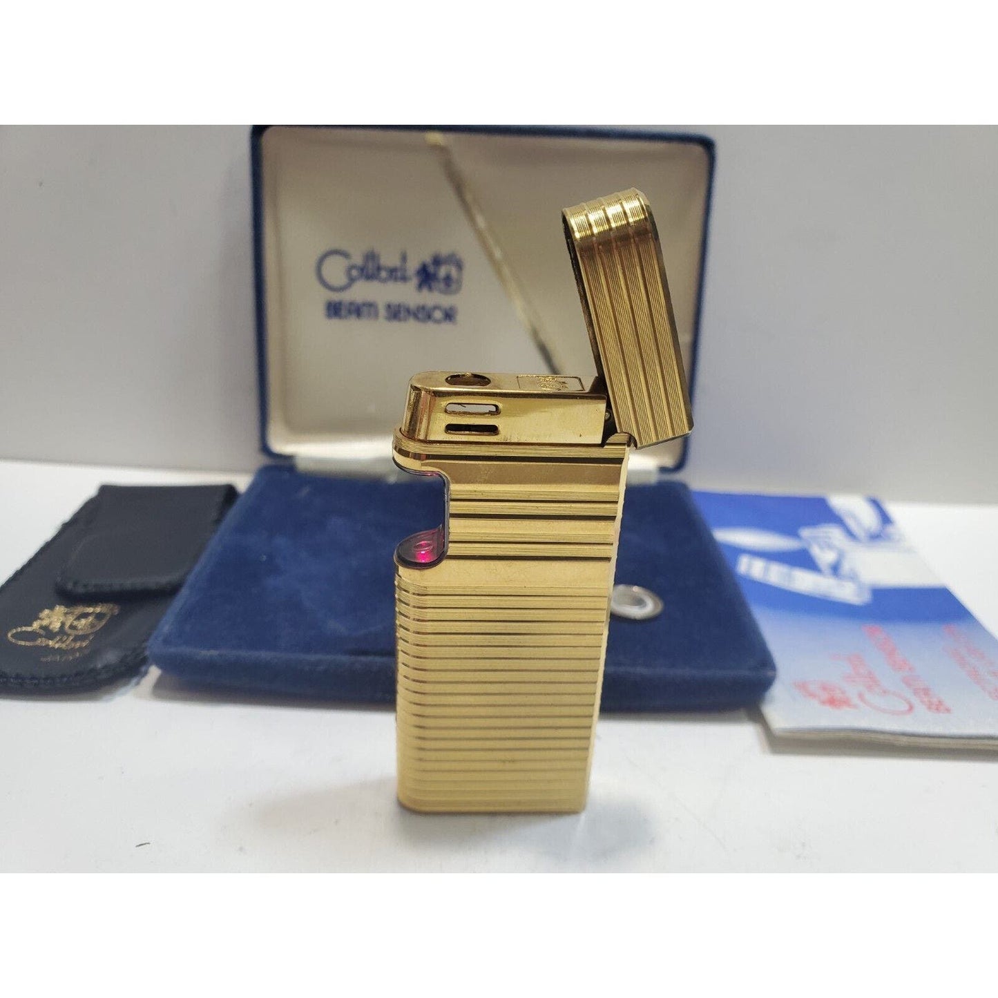 Vintage Colibri Beam Sensor Gold Tone Lighter, Original Box 6489/24