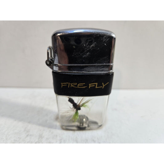 Vintage Working Fire Fly Flip Top Lighter. Fly Fishing Lure, Clear Tank 7377/33