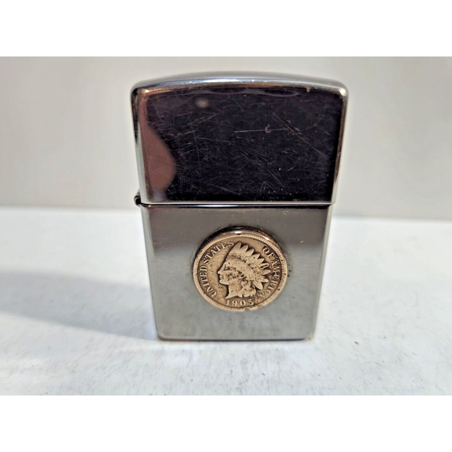 Vintage Working Zippo Lighter Native American Indian Head 1905 Penny 7181/33