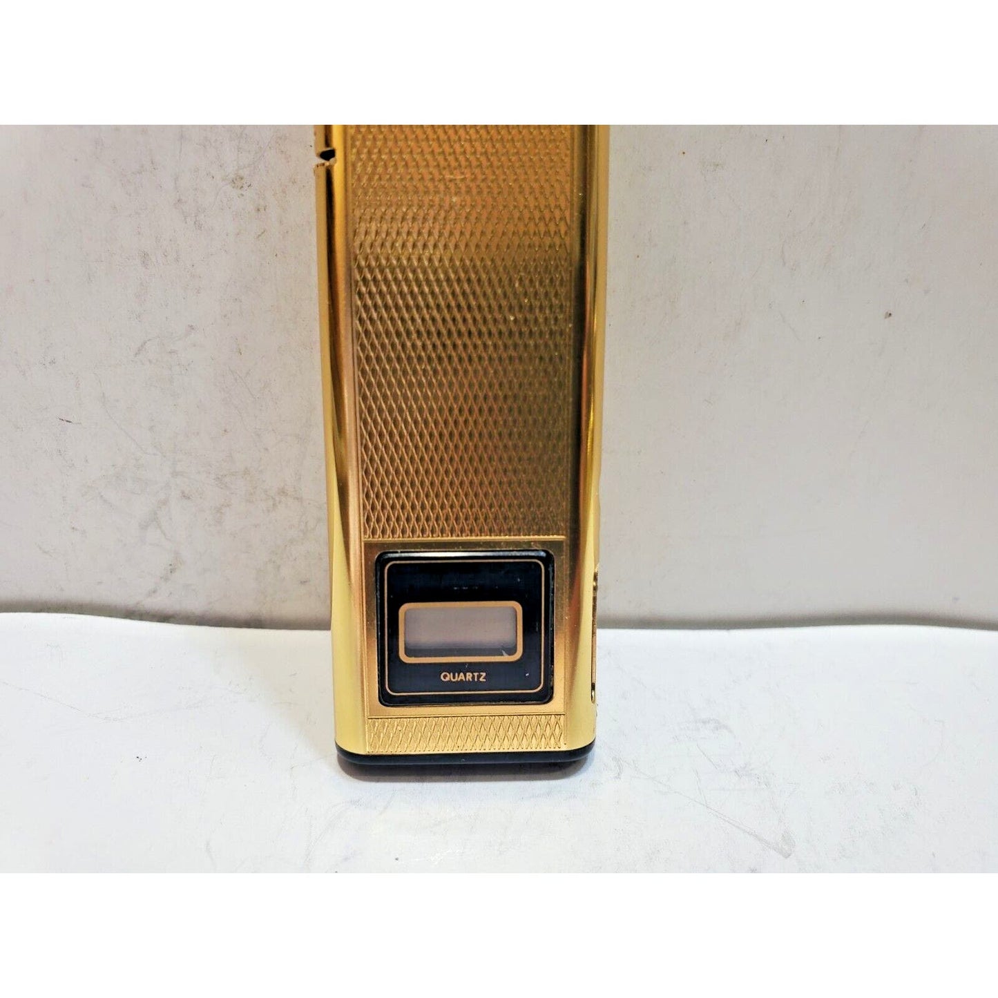 NOS Working Vintage BATTAT Gold Tone Lighter & Clock 6385/34