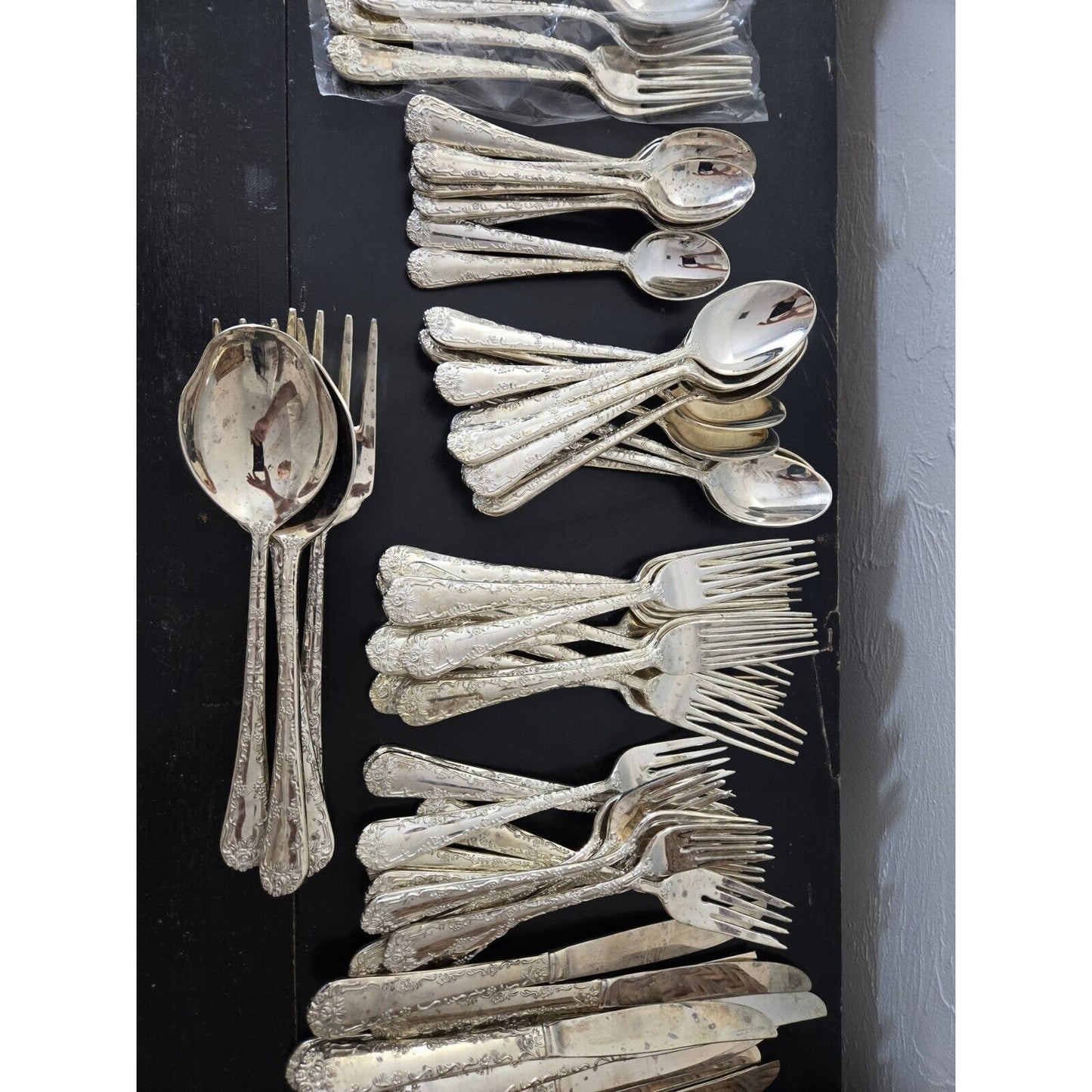 Enchanted Rose by WM Rogers & Son Plated 69 Piece Flatware Set - Setting for 12