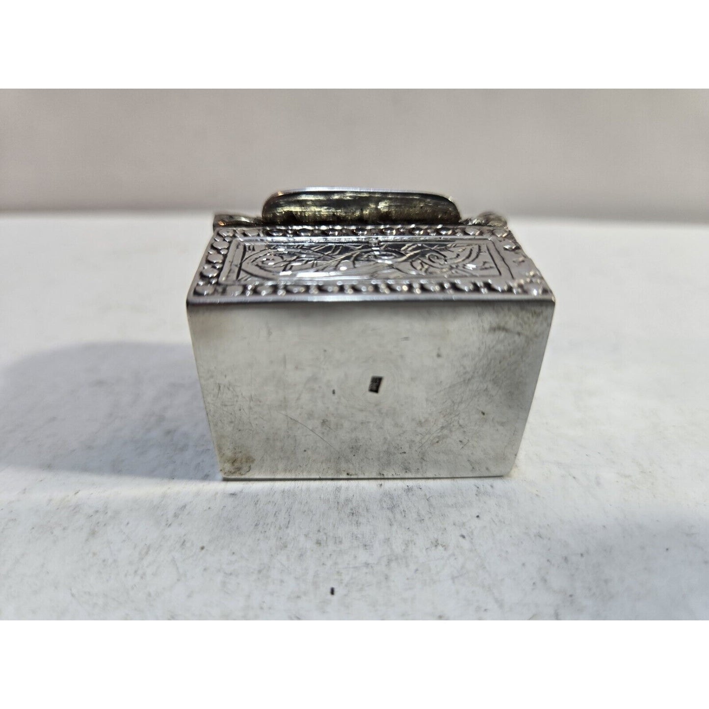 Egyptian Sterling Silver Pill Snuff Case Trinket Box Domed Lid 1 1/2" 7279/3