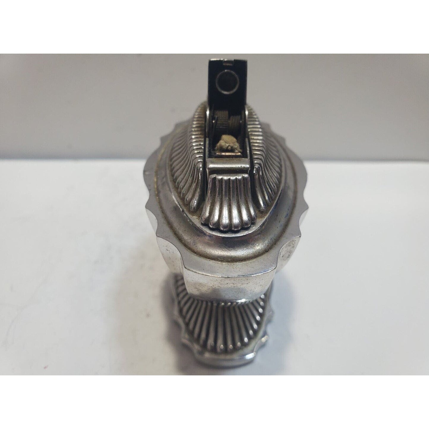 Vintage Working ASR Table Lighter Push Button Ignition, Silver Tone-Made in USA.