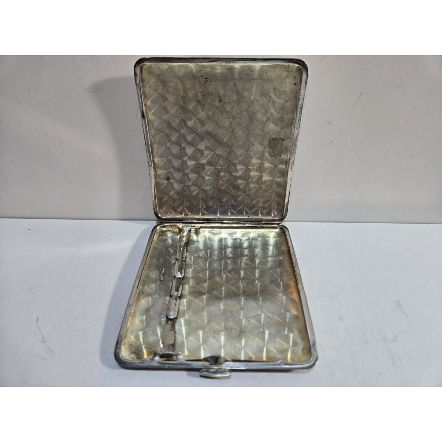 Vintage Mt Fuji Japan Etched Mountain Scene Silver Cigarette Case 7672/2