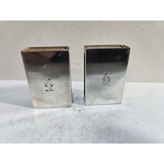 Lot 2 WEBSTER STERLING SILVER MATCHBOX MATCH BOX SAFE HOLDER CASE 7665/3