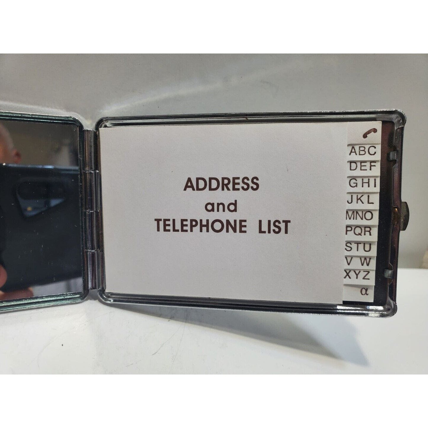 Vintage Pinup Girl Phone Book Mirror Case Risque 4 x 2 1/2" Diamonds 6550/3