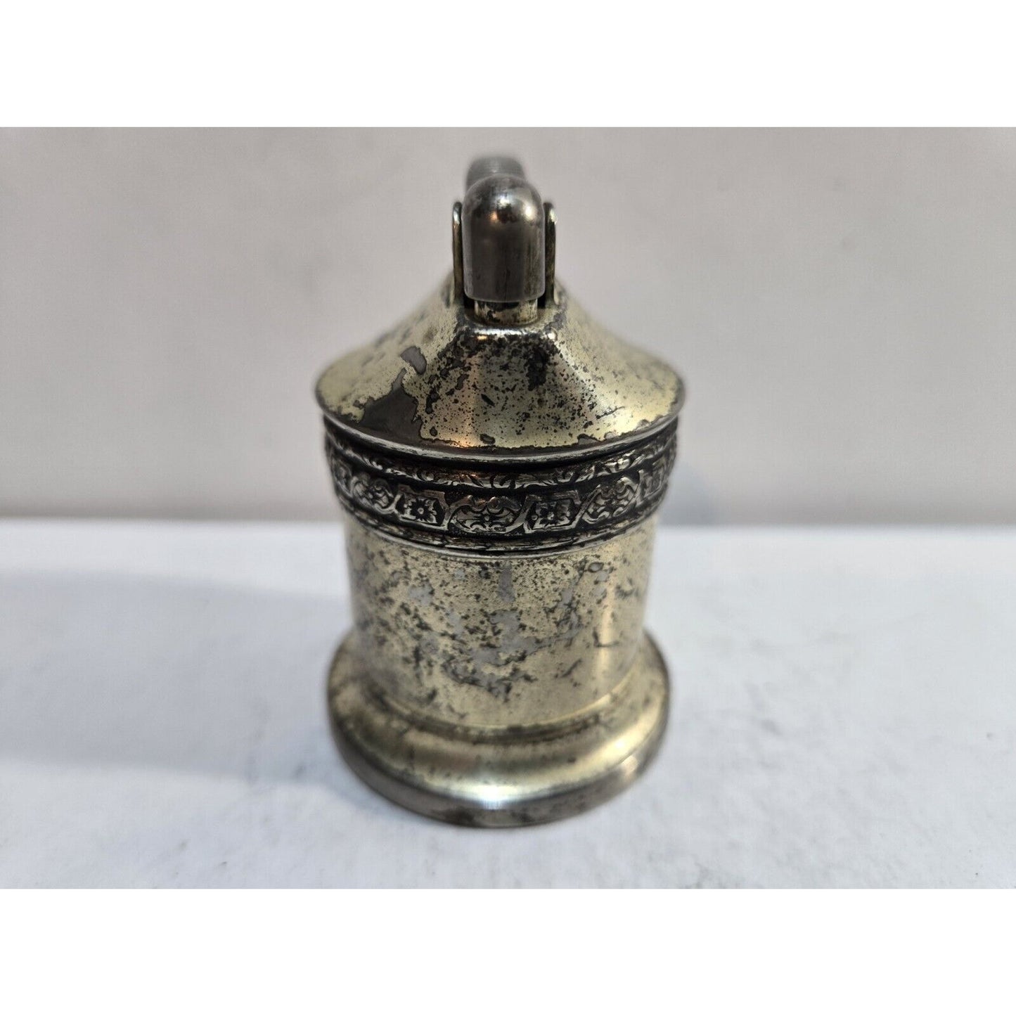 Vintage Working Silver Tone EVANS Table Lighter / USA 7660/13