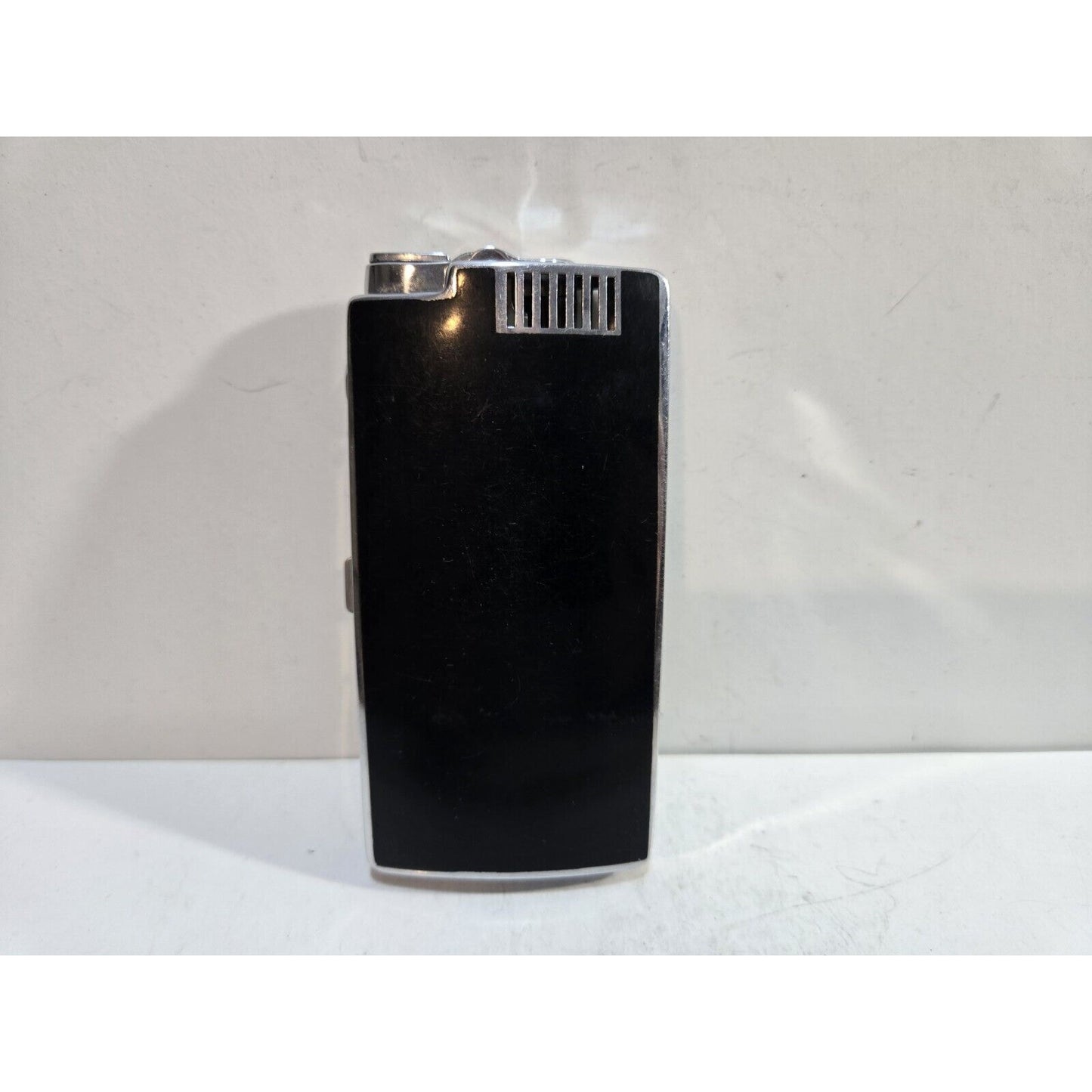 Vintage Working Ronson Pal Cigarette Case LIGHTER Black Violet Flower 7651/14