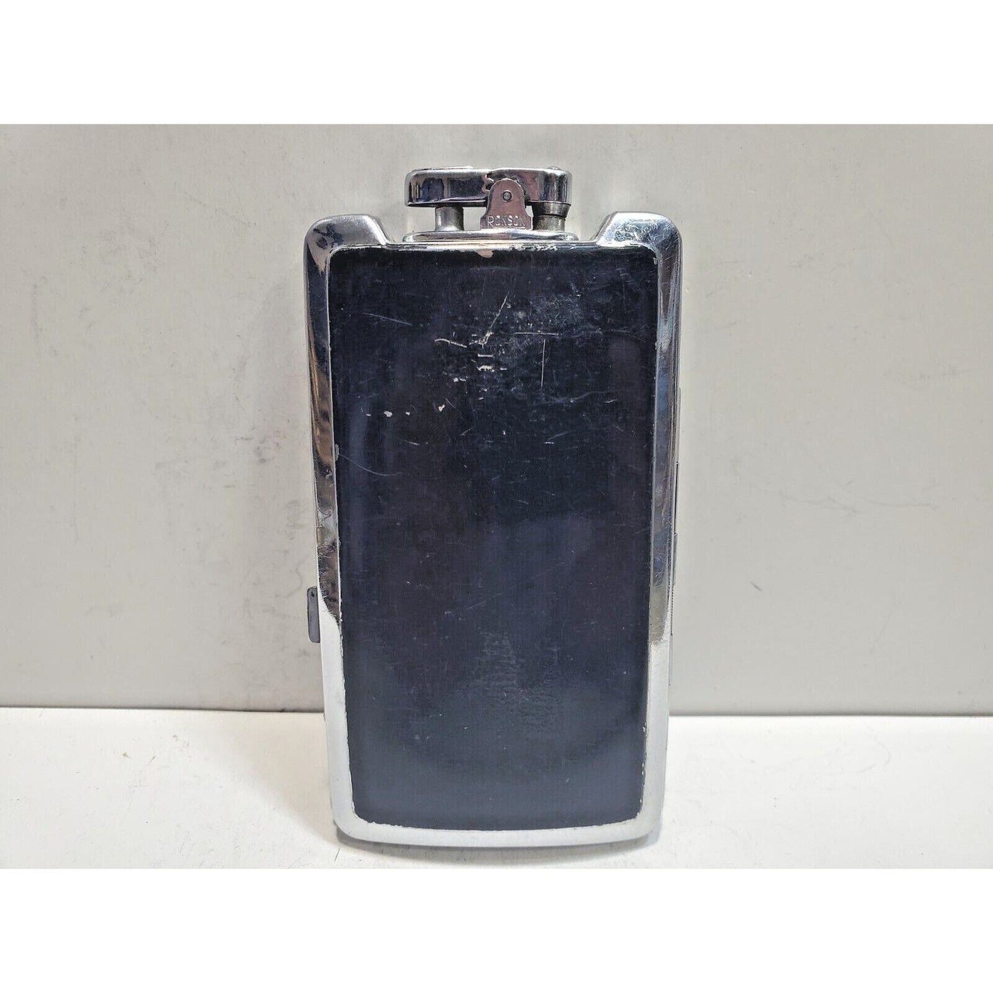 Working Ronson Art Deco Case Enamel Siler Tone Cigarette Case Lighter 6485/14