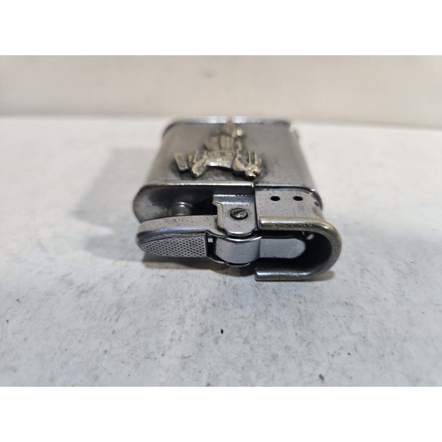 Vintage Working RONSON WHIRLWIND Silver Horse Saddle 3D Logo LIGHTER 7513/26