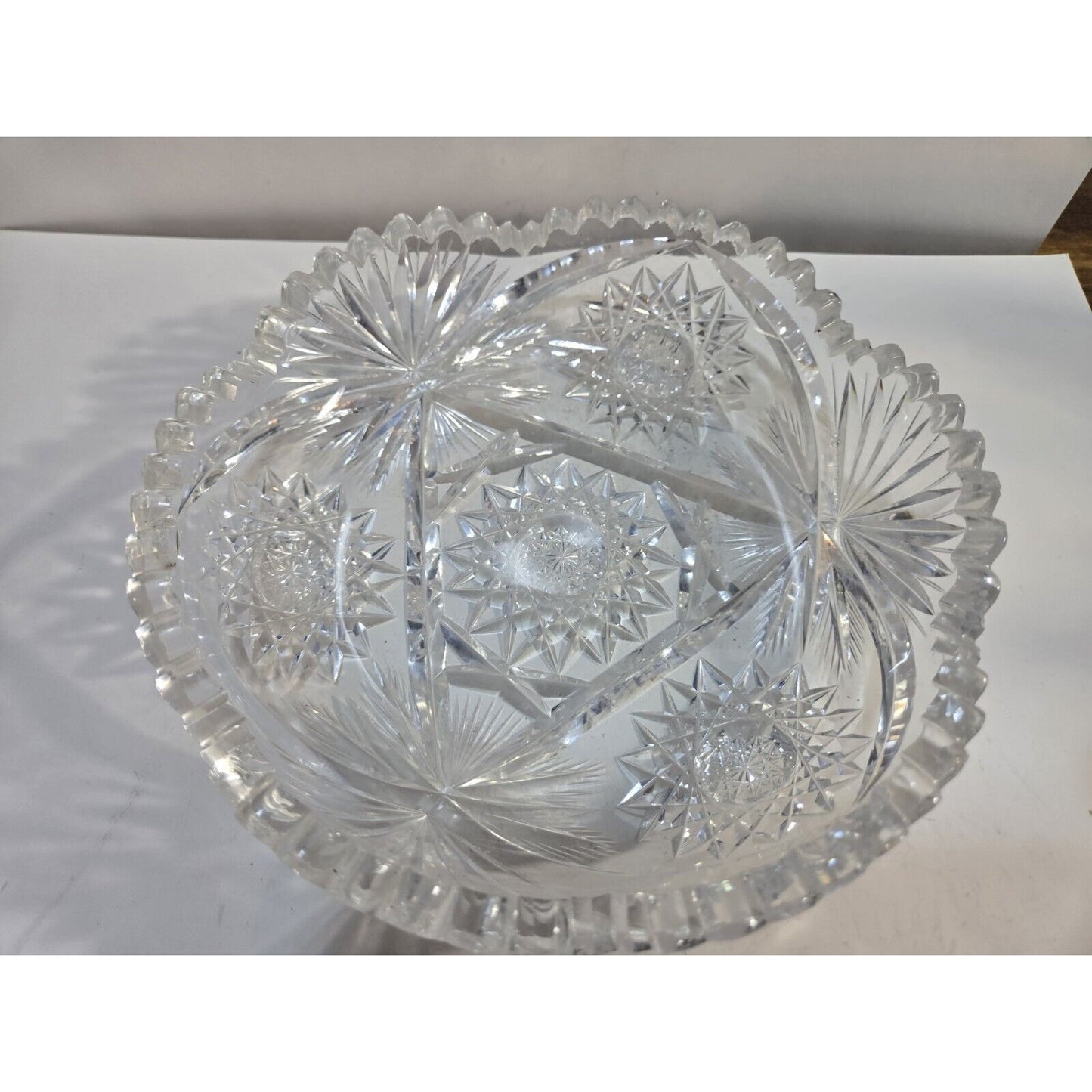 Vintage Cut Crystal Glass Bowl Tray Dish 7"