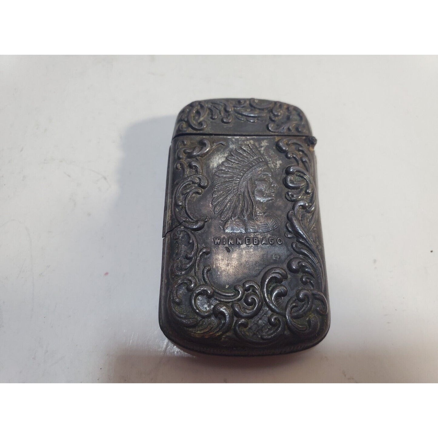 Vintage Winnebago 1904 Ornate Silver Match Safe CASE Vesta Holder 6790/31