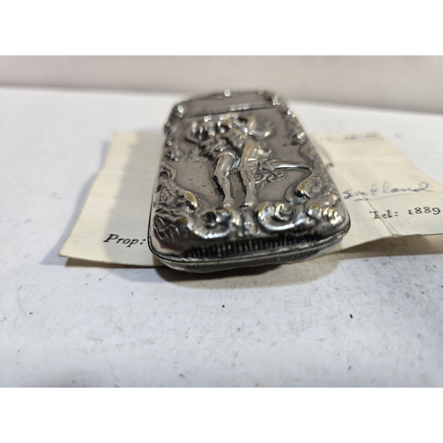 Vintage Silverplate Art Nouveau Dancing Nude Women Match Case Safe Vesta Nymph