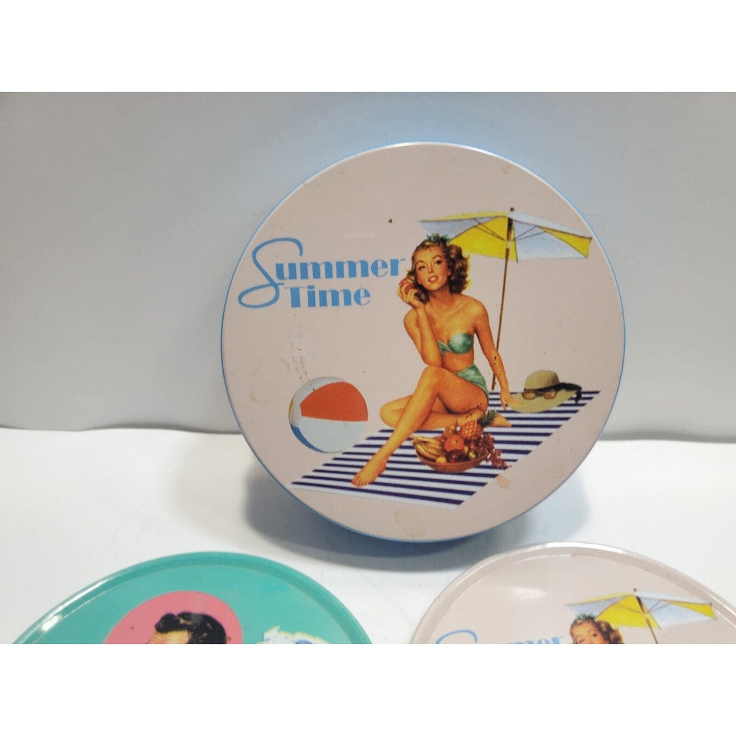 NOS Retro Pin-Up Girls 3.5" Coasters Set 6542/11