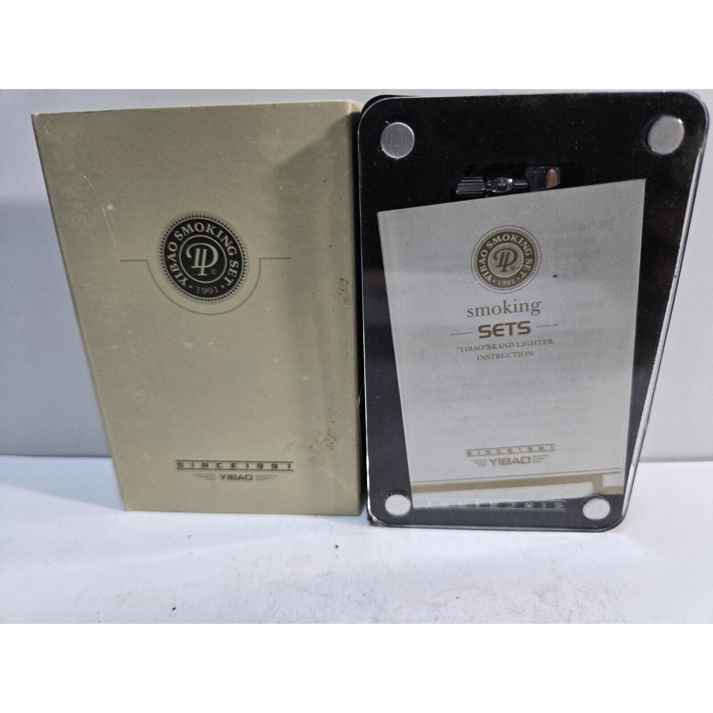 NOS Working Yibao Liftarm Silver Tone Lighter, Original Box 6898/24