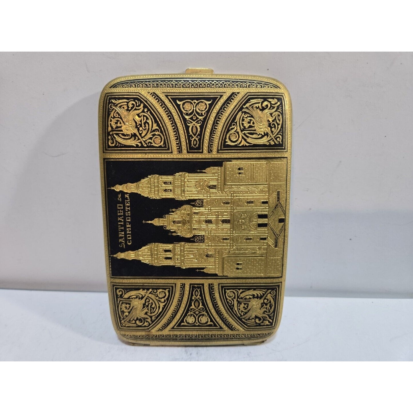 Antique Toledo Gold 24k Damascene SANTIAGO COMPOSTELA Cigarette Case 7696/2