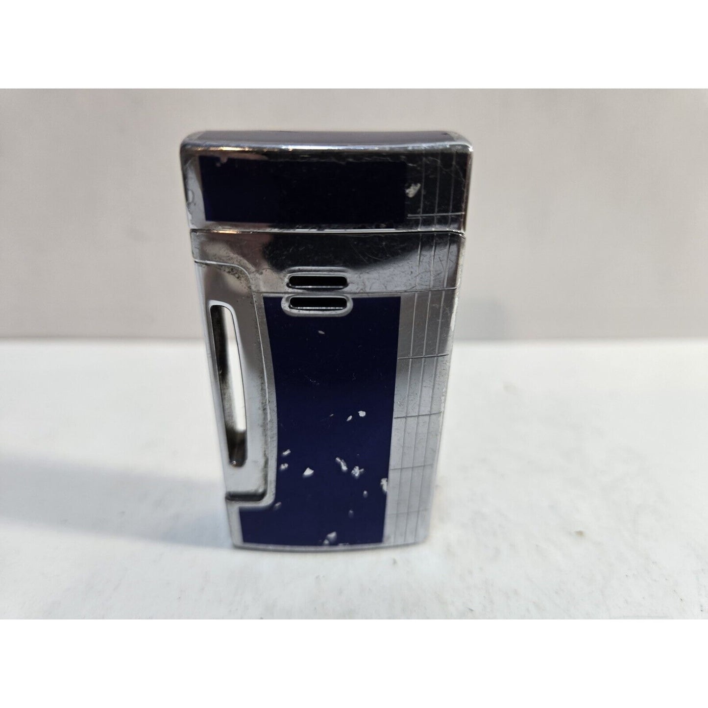 Working COLIBRI Torch & Flint Silver & Blue Tone LIGHTER 6960/36