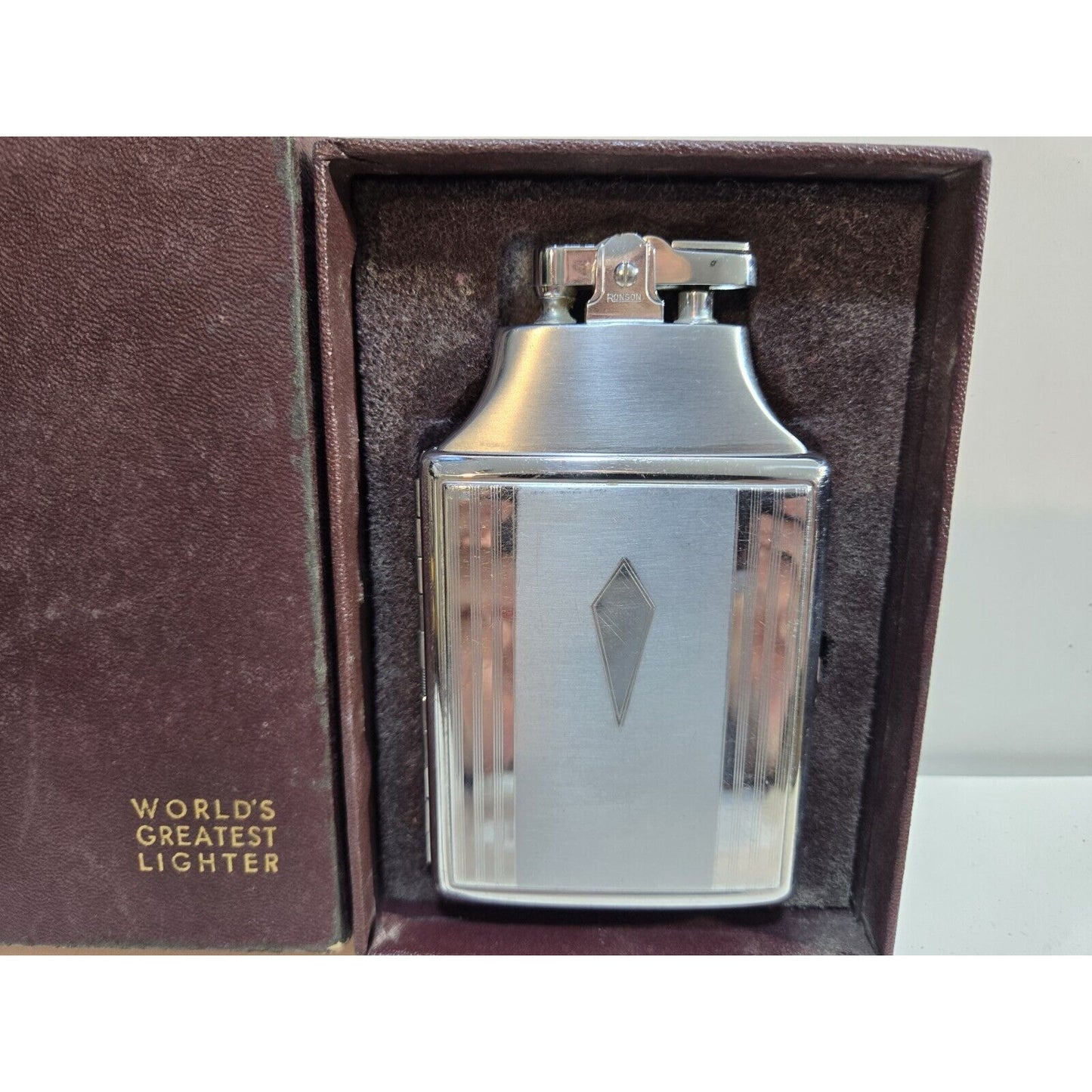 Working Ronson Mastercase Silver Cigarette Case Lighter, Original Box 7162/4