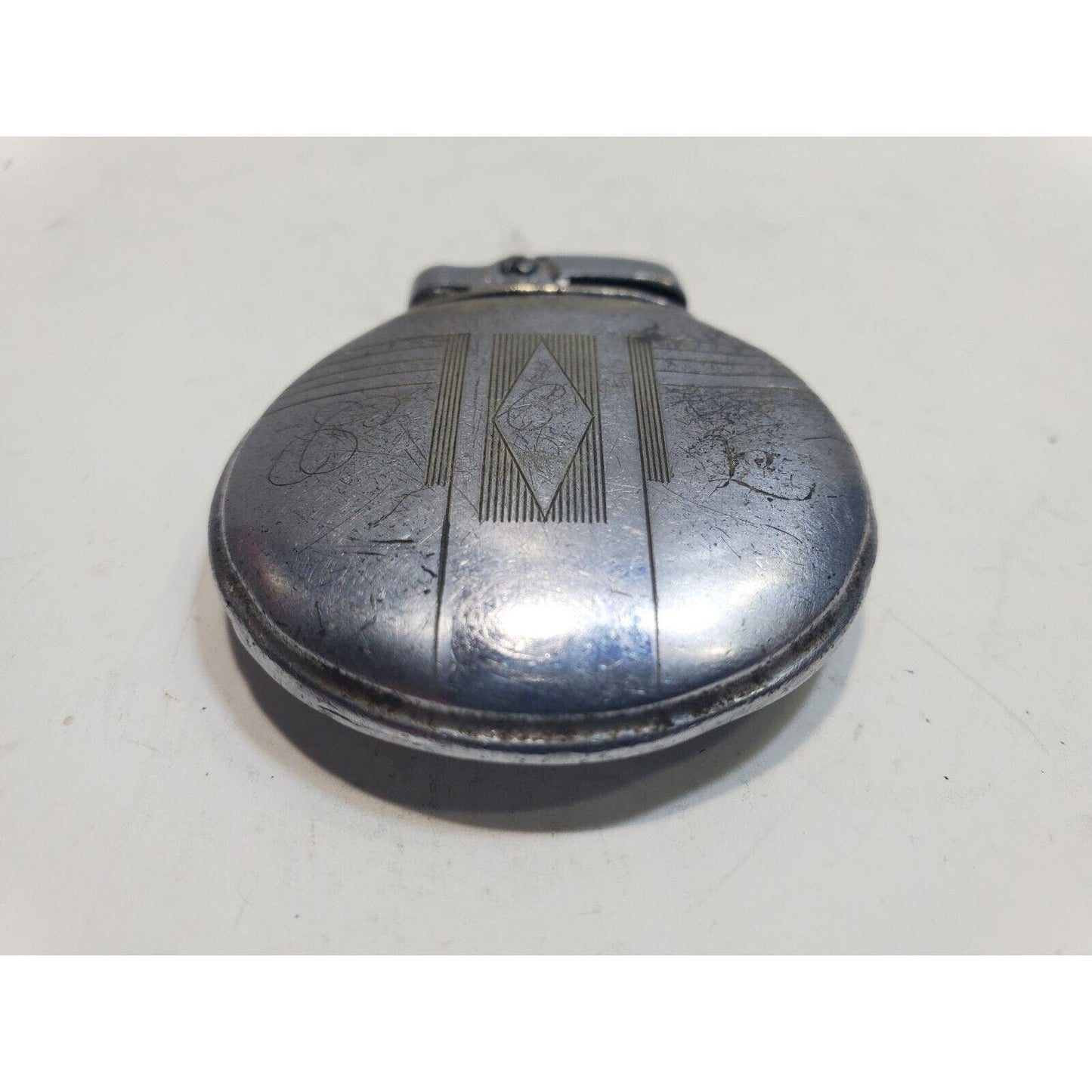 Working Vintage ACE Ronson Round Silver Lighter / Rondette Model 6437/26