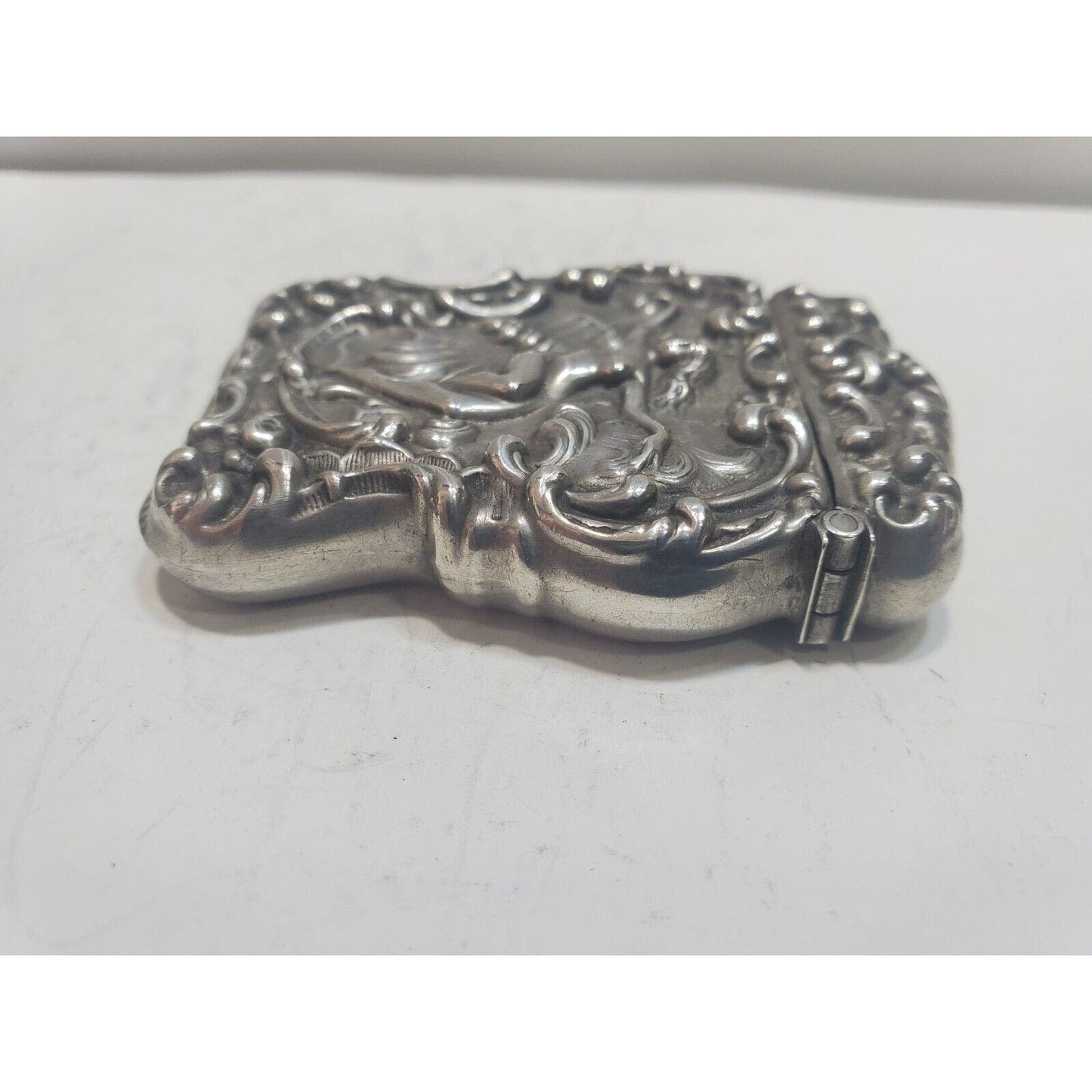 1902 Unger Bros Art Nouveau Nude Sterling Silver Vesta Match Case 6639/3