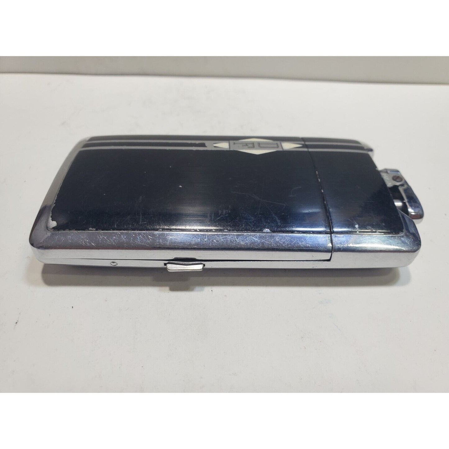 Working Ronson Art Deco Case Enamel Siler Tone Cigarette Case Lighter 6485/14