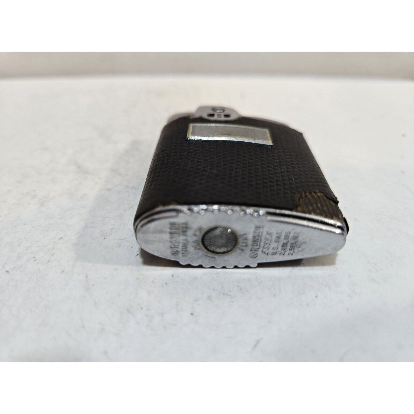 Vintage Working Ronson Essex Lighter Leather, Silver Art Deco Design 7422/26