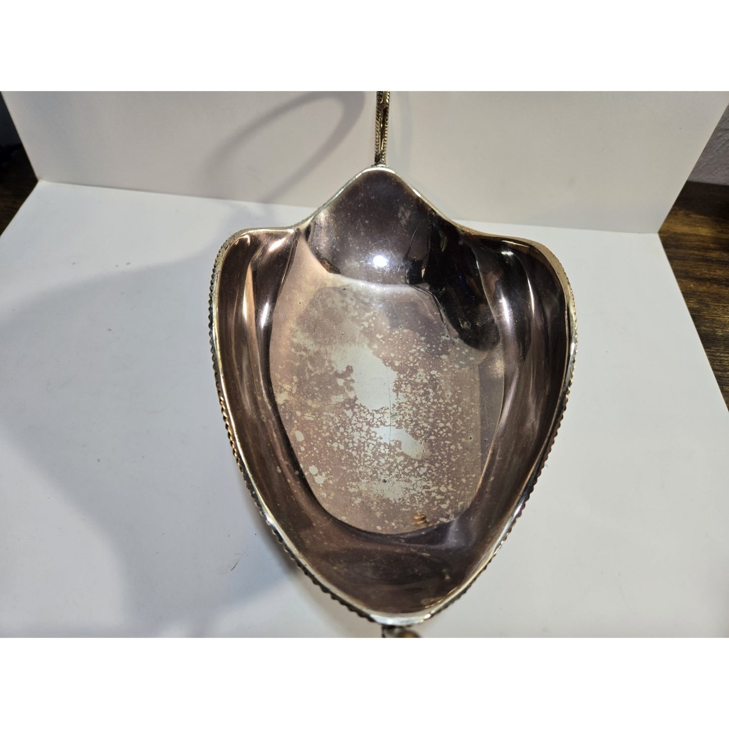 Unique Vintage Fruit Bowl Candy Silver Plated 10" Engraved Two Handle Gondola