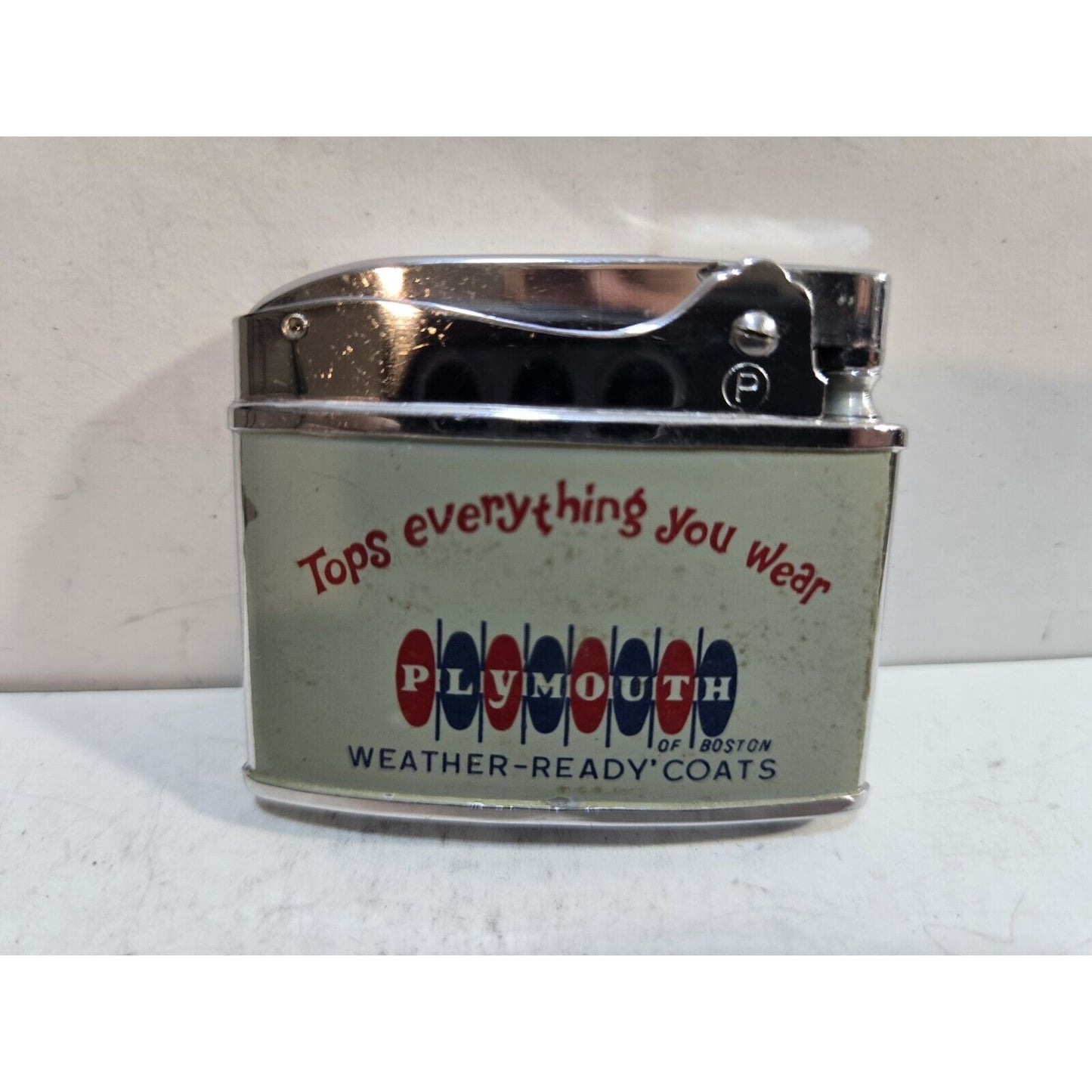 Vintage Working "PLYMOUTH" flat advertising Penguin Lighter 7644/32
