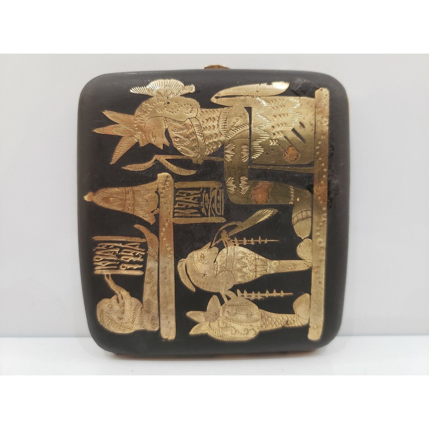 VINTAGE JAPANESE KOMAI DAMASCENE, GOLD CIGARETTE CASE SIGNED / 36/2